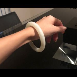 SOLD-Natural Jade Light Ice white Jadeite Bangle.